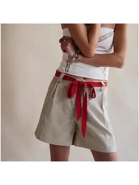 FREE PEOPLE Perfect Prep Trouser Shorts in Light Sand Sz 12 #962